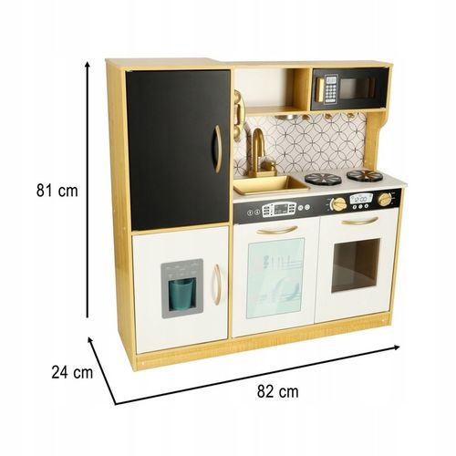 KUCHNIA DLA DZIECI DREWNIANA ZŁOTA LED DUŻA XXL Z LODÓWKA TABLICA KREDOWA na Arena.pl
