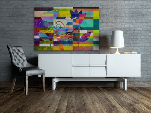 43601 Obraz na płótnie KWIATY KOMPOZYCJA KUBIZM na Arena.pl