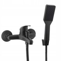 Bateria wannowa ścienna z prysznicem czarna kran do wanny wąż słuchawka