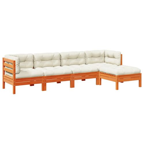 5-cz. zestaw mebli ogrodowych z poduszkami, woskowy brąz, sosna na Arena.pl