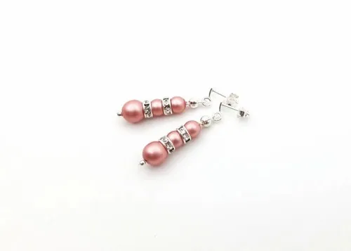 komplet biżuterii pudrowy róż SREBRO PERŁY CYRKONI na Arena.pl