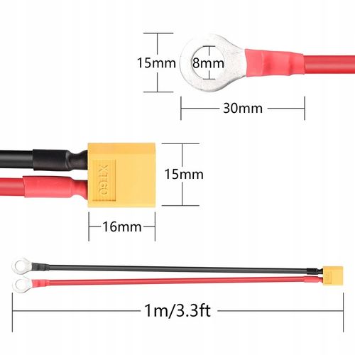 XT60 Mężczyzna do O Ring Connector Cable 1Mt 12AWG na Arena.pl