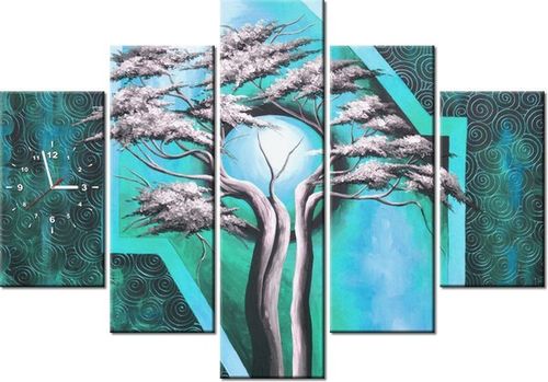 105CM 150CM ZEGAR 5 ELEM DRZEWO O PÓŁNOCY DRUK OBRAZ na Arena.pl