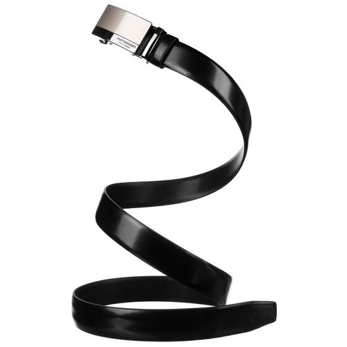 męski pasek skórzany w czarnym kolorze z automatyczną, srebrną klamrą na Arena.pl