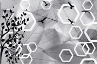 FOTOTAPETY na wymiar liście ptaki drzewo 260x180