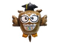 Balon foliowy "Sowa z napisem Gratulacje (en)", 69 cm x 72 cm [balon na hel