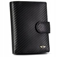 PETERSON portfel męski skórzany karbonowy elegancki M101 czarny