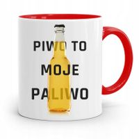 Kubek Czerwony Śmieszny Zabawny Piwo Moje Paliwo Z Nadrukiem Ze Zdjęciem