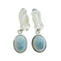 Klipsy - Larimar owalny w srebrze
