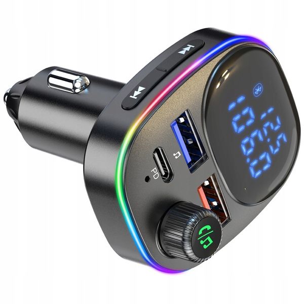 TRANSMITER BLUETOOTH FM SAMOCHODOWY SZYBKA ŁADOWARKA USB USB-C AUX zdjęcie 4