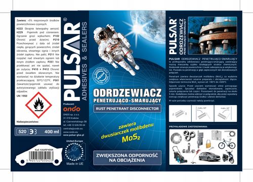 ODRDZEWIACZ WIELOFUNKCYJNY DO ŚRUB RDZY PULSAR PENETRUJĄCO SMARUJĄCY 400 ml na Arena.pl
