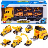 Zabawkowa ciężarówka z autkami POJAZDY BUDOWLANE Metalowe Resoraki Autka