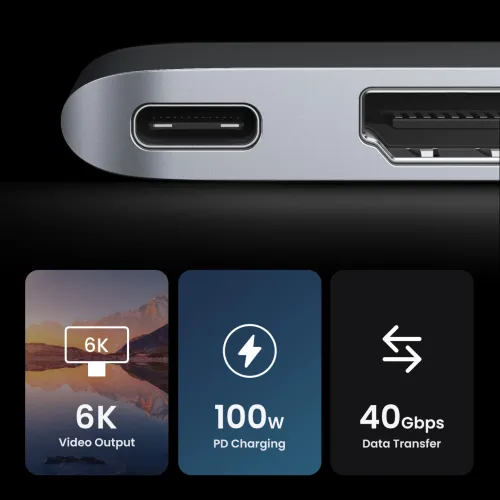 hub ugreen cm380 2xusb c - hdmi/2xusb 3.0/sdtf/usb c pd - szary na Arena.pl