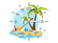 30X30CM ZEGAR PLAŻA ZAMKIEM OBRAZ DREWNO