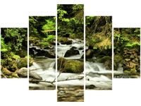 105CM 150CM OBRAZ 5 ELEM POTOK WŚRÓD DRZEW DRUK