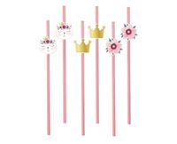 Słomki papierowe Kotek z koroną EKO urodziny 6 szt.