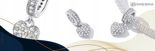 CHARMS WISZĄCE SERCE srebro 925 koralik zawieszka z cyrkoniami srebrna S925 na Arena.pl
