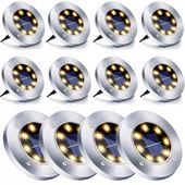 12x LAMPA SOLARNA LED OGRODOWA NAJAZDOWA GRUNTOWA DYSKI LAMPY SOLARNE MOCNE