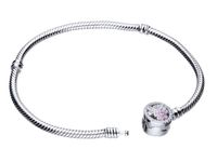 Rodowana srebrna bransoleta pandora baza charms kwiatek flower cyrkonie 20cm srebro 925 BRACELET40_20