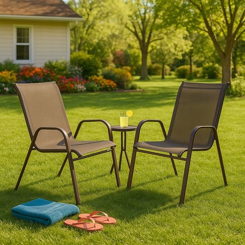 2szt. KRZESŁO OGRODOWE BALKONOWE FOTEL NA TARAS OGRÓD MOCNE BRĄZOWE ZESTAW na Arena.pl