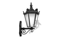 KINKIET G05 ZAWIJAS W GÓRĘ Z KLOSZEM ŻELIWNYM SPAWANYM ŻELIWNA LAMPA OGRODOWA RETRO ELEGANCKA DO OGRODU ZEWNĘTRZNA