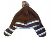 Czapka Uszatka dla Dzieci Brązowa z Pomponem Ciepła Zimowa Akryl Bawełna