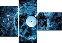 100CM 70CM ZEGAR 3 ELEM PŁYTA WINYLOWA BŁĘKICIE ŚCIENNY OBRAZ