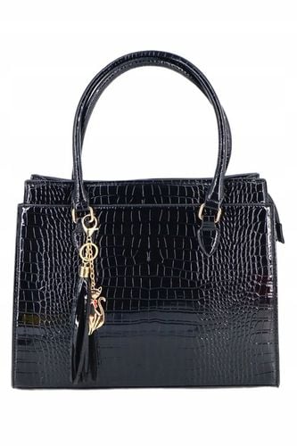 Torebka damska klasyczna duża do ręki lakierowana pojemna z brelokiem na Arena.pl