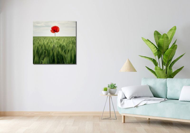 Obraz 70x70cm Samotny Mak na Polu zdjęcie 2