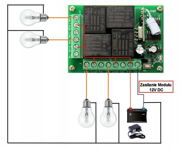 Przekaźnik 12V 433MHz 4 Kanały Przełącznik Pilot zdjęcie 4