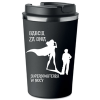 Kubek Termiczny Premium czarny BABCIA SUPERBOHATERKA prezent Dzień KT_255