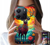 ETUI DO XIAOMI NOTE 14 4G - KOLOROWE WZORY JELEŃ ŁOŚ ZWIERZĘTA LEŚNE