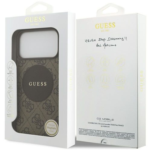 Etui Guess 4G Circle Classic Logo MagSafe do iPhone 17 Pro Max brązowy na Arena.pl