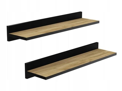 ZESTAW 2X PÓŁKA 60 CM PÓŁKI WISZĄCE DĄB Z CZARNĄ LISTWĄ DO SALONU na Arena.pl