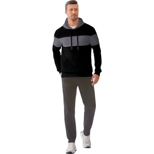 Bluza męska z kapturem czarna kangurka ciepła sportowa casual L wafel na Arena.pl