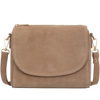 VERA PELLE torebka damska zamszowa listonoszka z paskiem V693 taupe