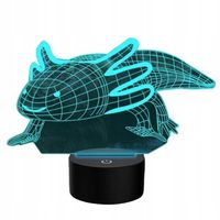Lampka LED nocna aksolotl 3D akrylowa wielokolorow