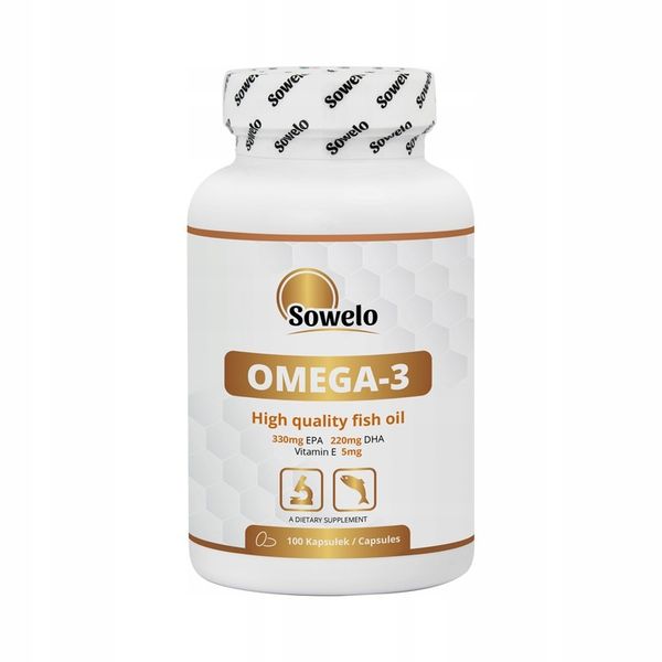 SOWELO Omega 3 1000mg 330 EPA 220 DHA Vit E 100k zdjęcie 1