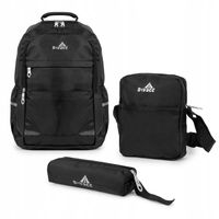 Bivacc Pojemny plecak szkolny młodzieżowy czarny zestaw 3 szt Bivacc