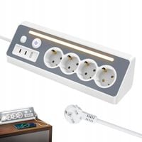 LISTWA ZASILAJĄCA 4 GNIAZDA Z 2 PORTAMI USB-C I LED DO BIURA I KUCHNI 3680W