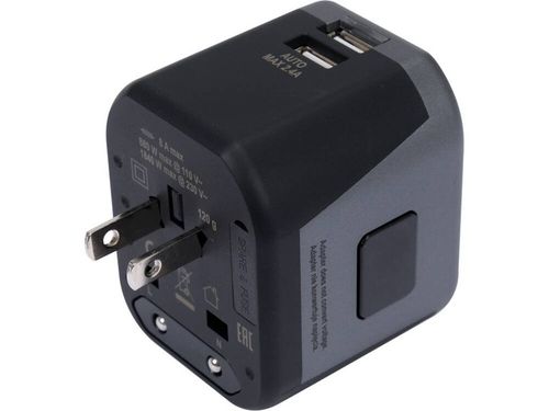 UNIWERSALNY ADAPTER PODRÓŻNY DO PONAD 150 KRAJÓW Z ŁADOWARKĄ 2X USB 5V/2,4A na Arena.pl