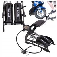 POMPKA NOŻNA DWUTŁOKOWA SAMOCHODOWA ROWEROWA MOCNA Z MANOMETREM 11BAR