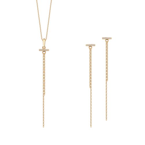 komplet srebrny pozłacany naszyjnik i kolczyki z cyrkoniami na Arena.pl