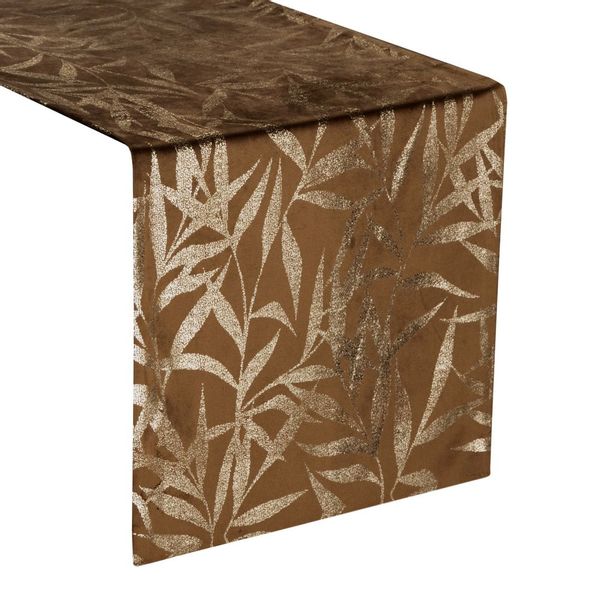 Bieżnik dekoracyjny/ szarfa BLINK-15 35x220 brązowy w liście zdjęcie 3