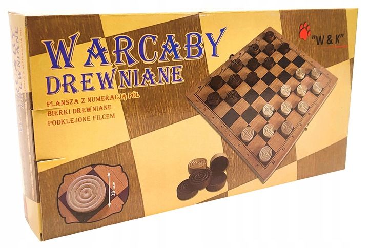 Warcaby Drewniane 29cm x 29cm Filc zdjęcie 1
