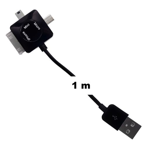 Kabel Whitenergy micro USB/ mini USB/ iPhone4 - USB 100cm Czarny na Arena.pl