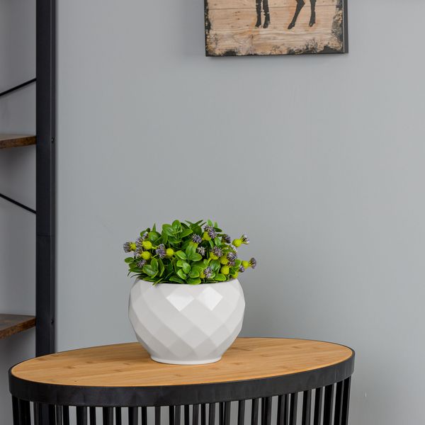 Doniczka osłonka ceramiczna kolor Biały 13,5 cm H12,5 cm połysk zdjęcie 9