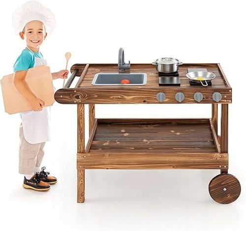 Kuchnia błotna dla dzieci z uchwytem brązowa na Arena.pl