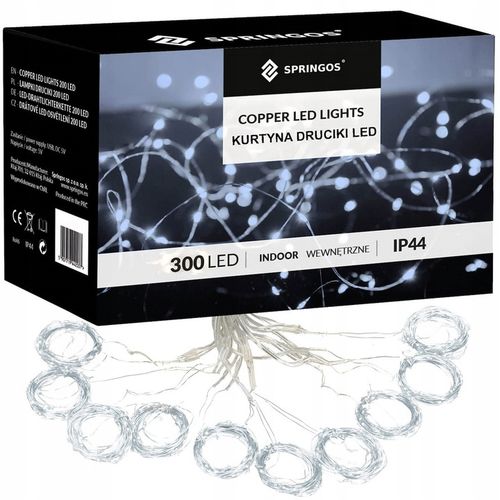 KURTYNA ŚWIETLNA NA BATERIE 300 LED LAMPKI 3x3M 8 FUNKCJI ZIMNE ŚWIATŁO na Arena.pl