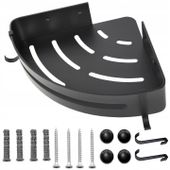 półka metalowa łazienkowa narożna loft + wieszaki pod prysznic na kosmetyki